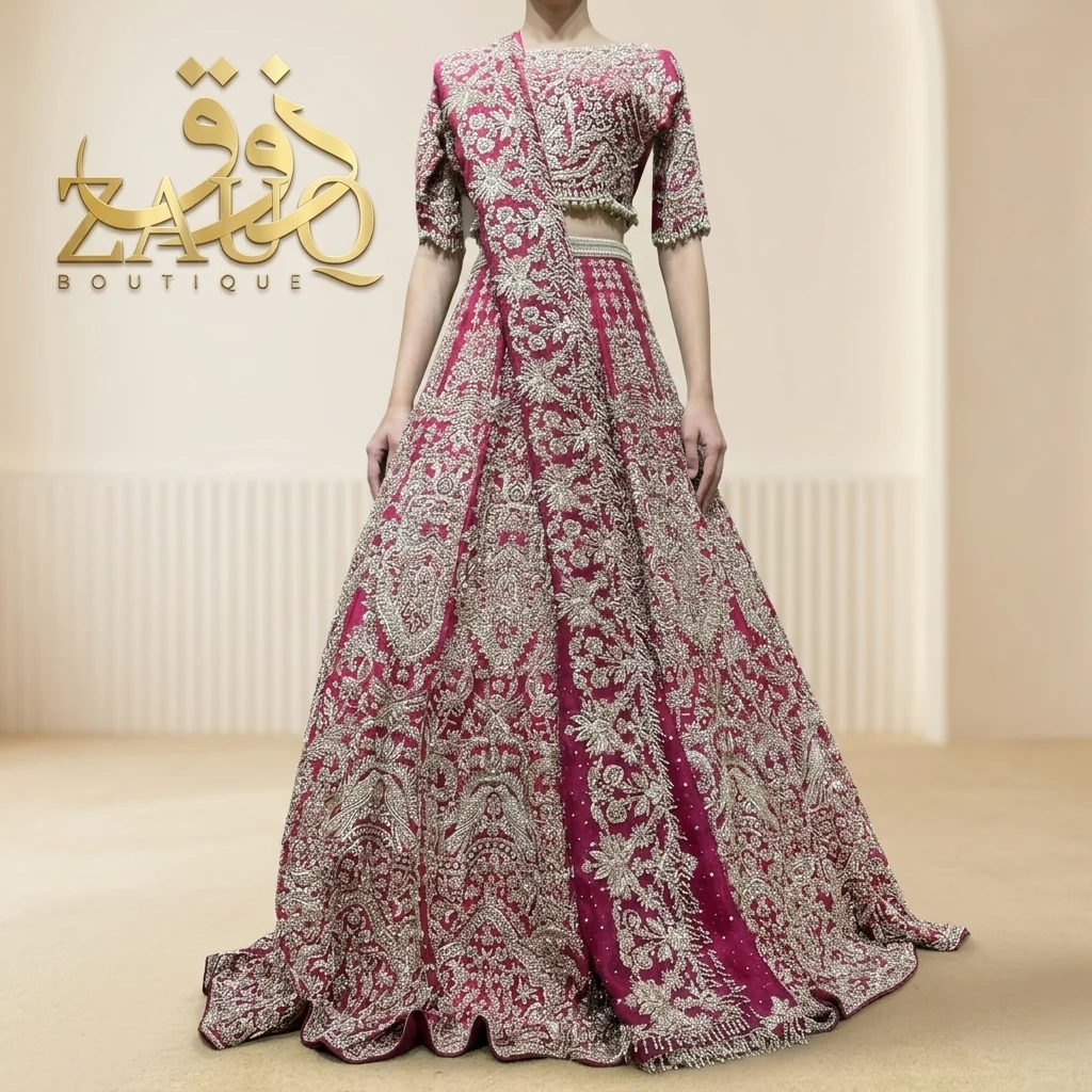 Pink and silver, worked edge to edge for a statement barat.