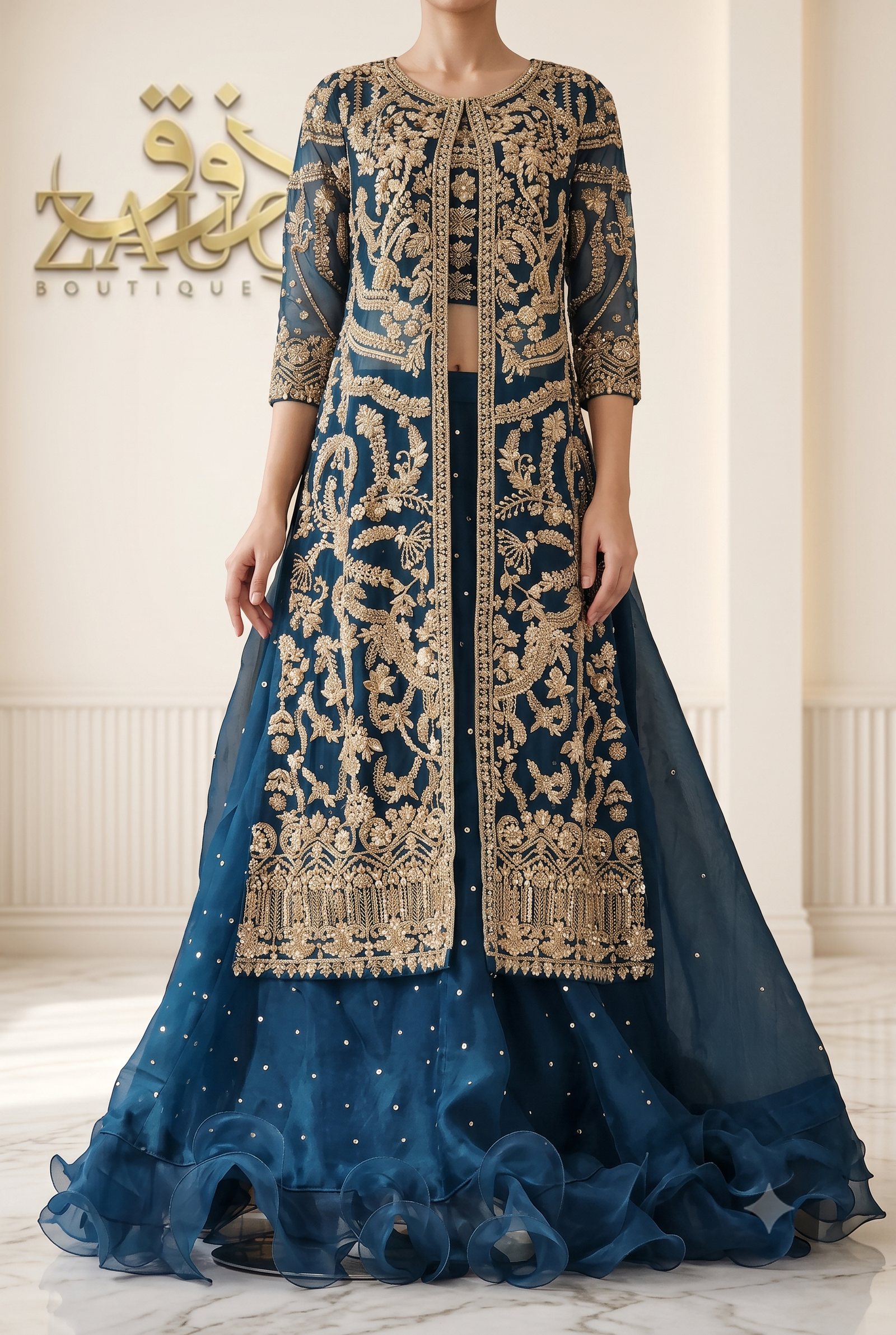 A regal saree with a stunning pallu.